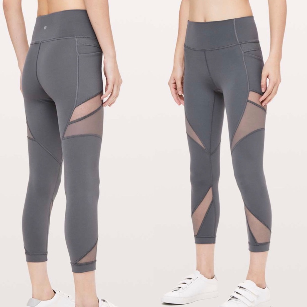 Lululemon Athletica Gray Mesh In Motion 24” Leggings